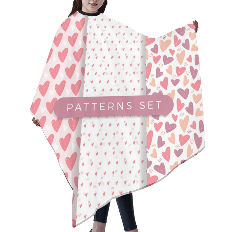 Personality  Heart Seamless Pattern Set. Vector Love Illustration. Valentine  Hair Cutting Cape