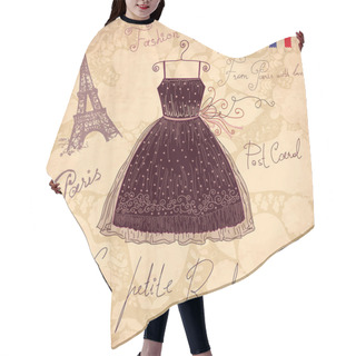 Personality  Vector Hand Drawn Vintage Illustration With Symbols Of French Fashion Hair Cutting Cape