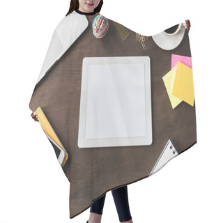 Personality  Digital Tablet On Home Office Table Hair Cutting Cape