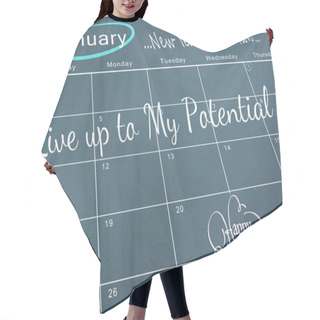 Personality  Composite Image Of New Years Resolutions Hair Cutting Cape