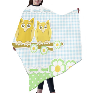 Personality  Romantic Background With Owls On Blossoming Branch Hair Cutting Cape