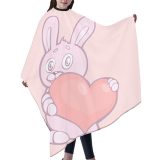 Personality  Lovely Rabbit Holds Pink Heart. Vector Illustration. Hair Cutting Cape