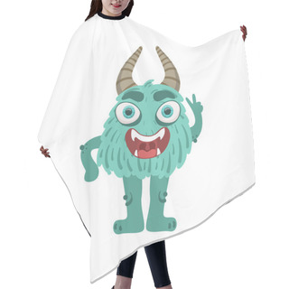 Personality  Furry Turquoise Friendly Monster With Horns Hair Cutting Cape