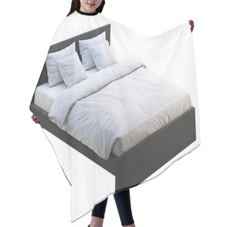 Personality  Black Wooden Double Bed With White Linen. 3d Render Hair Cutting Cape