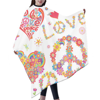 Personality  Set Of Peace Flower Symbol And Floral Hearts Hair Cutting Cape