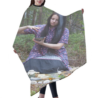 Personality  Girl Witch Conjures In The Woods Hair Cutting Cape