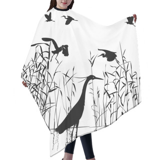 Personality  Group Of Egrets In Swampland Illustration Hair Cutting Cape