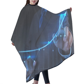 Personality  Businessman Hand Touch Virtual Chart Business Hair Cutting Cape
