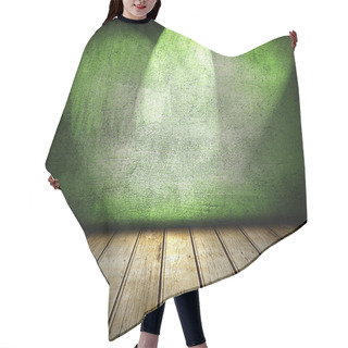 Personality  3d Room With Old Wooden Floor And Green Walls Hair Cutting Cape