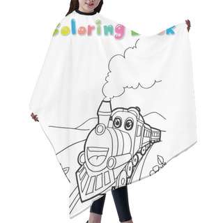 Personality  Train Coloring Page Vector Hair Cutting Cape