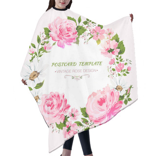 Personality  Border Of Flowers With All Good Wishes Text.  Hair Cutting Cape