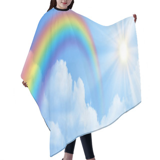Personality  Rainbow On The Blue Sky Banner Hair Cutting Cape