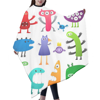 Personality  Collection Of Cartoon Colored Crazy Funny Monsters Hair Cutting Cape