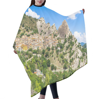 Personality  View Of Castelmezzano, A Typical Village Under The Peaks Of The Dolomiti Lucane In Basilicata Region, Italy Hair Cutting Cape