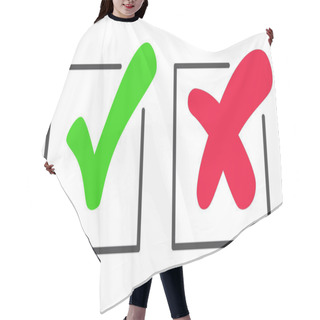 Personality  Checkmark Green Tick And Red Cross Of Approved And Reject Circle Symbols YES And NO Button For Vote, Decision, Web. Vector Illustration Icon  Hair Cutting Cape