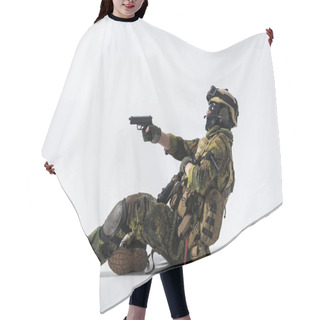 Personality  Soldier In Ammunition Firing Pistol Hair Cutting Cape