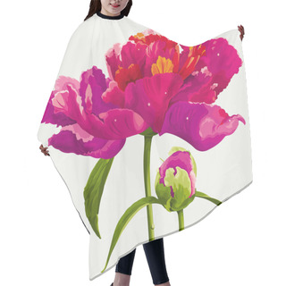 Personality  Red Peony Flower Hair Cutting Cape