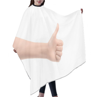 Personality  Partial View Of Woman Showing Thumb Up Sign Isolated On White Hair Cutting Cape