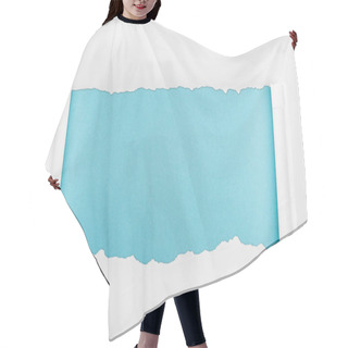Personality  Ripped White Paper With Curl Edges On Light Blue Background  Hair Cutting Cape