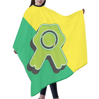 Personality  Badge With Ribbon Green And Yellow Modern 3d Vector Icon Logo Hair Cutting Cape