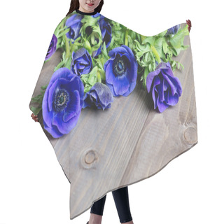 Personality  Anemone Flower On Wood Background Hair Cutting Cape