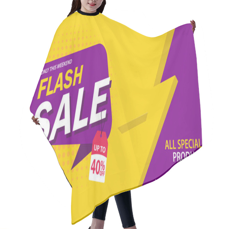 Personality  Only Weekend Special Flash Sale banner. Flash Sale discount up to 40% off. Vector illustration. - Vector hair cutting cape
