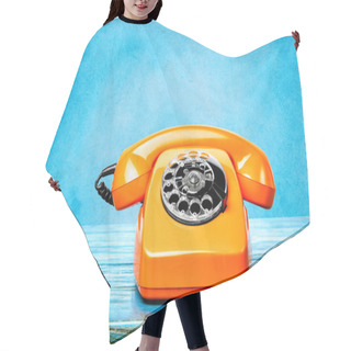 Personality  Vintage Phone On Table Hair Cutting Cape