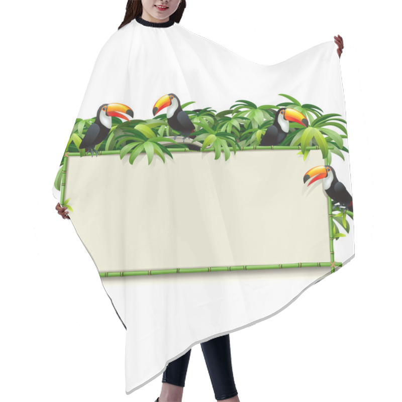 Personality  Vector Green Bamboo Board With Toucans Isolated On White Background Hair Cutting Cape