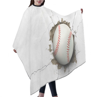 Personality  A Baseball Hits Through A Cement Wall. Concept Of Strength Hair Cutting Cape