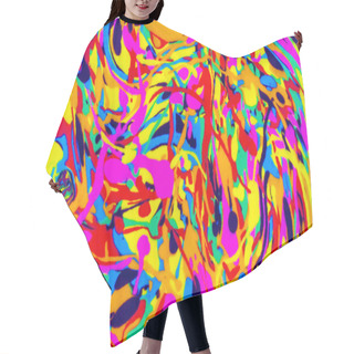 Personality  Colorful Abstract Acrylic Painting. Natural Dynamic Mixture Of Oil Colored Pigments Fluid Flow Background. Naturally Blurred. Hair Cutting Cape