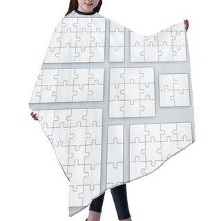 Personality  Jigsaw Puzzle Templates. Set Of Puzzle 15, 3, 12, 10, 9, 4, 16, 25 Pieces Hair Cutting Cape