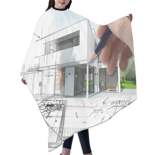 Personality  Drawing Of A Modern House That Becomes Real Hair Cutting Cape