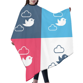 Personality  Bird Flying Between Clouds Blue And Red Four Color Minimal Icon Set Hair Cutting Cape