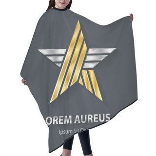 Personality  Gold And Silver Star Logo. Hair Cutting Cape