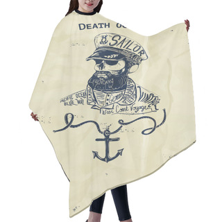 Personality  Vintage Naval Skull Emblem Hair Cutting Cape