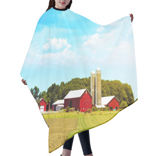 Personality  American Countryside Red Farm With Blue Sky Hair Cutting Cape