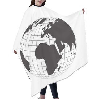 Personality  Globe Silhouette World Map Continents Europe And Africa, Earth Latitude And Longitude Line Grid Vector Hair Cutting Cape