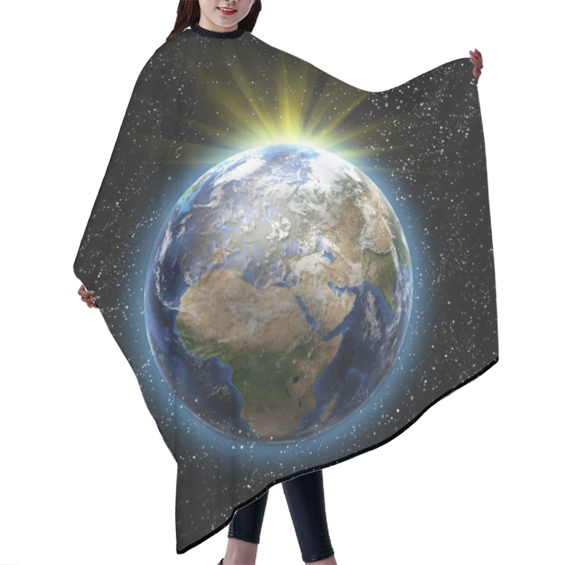 Personality  Sun, stars and planet Earth hair cutting cape