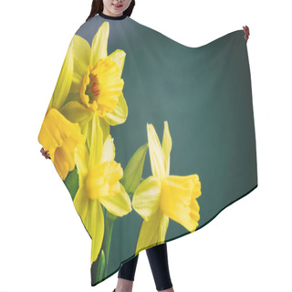 Personality  Yellow Daffodils On Dark Green Background Hair Cutting Cape