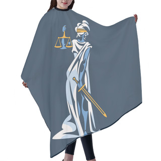 Personality  Themis As Ancient Greek Goddess And Lady Justice With Blindfold Holding Scales And Sword Vector Illustration Hair Cutting Cape