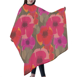 Personality  Poppy Flowers And Seed Boxes Seamless Pattern Hair Cutting Cape
