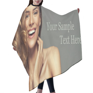 Personality  Happy Blonde Woman With Copy Space For Your Text Isolated On Gre Hair Cutting Cape