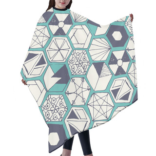 Personality  Hand Drawn Doodle Hexagons Seamless Pattern Hair Cutting Cape