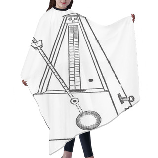 Personality  Metronome Isolated On White, Vintage Engraving Hair Cutting Cape