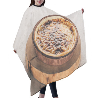 Personality  Close-up View Of Delicious Sweet Baked Cake On Wooden Board  Hair Cutting Cape