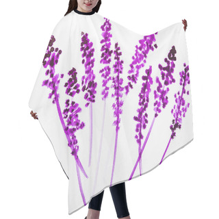 Personality  Top View Of Purple Watercolor Flowers On White Background  Hair Cutting Cape