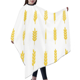 Personality  Wheat Icon Set, Flat Style Hair Cutting Cape