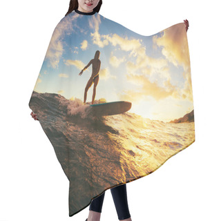 Personality  Woman Surfing At Sunset Hair Cutting Cape