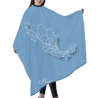 Personality  Mexico Region Map Blue With White Outline And Shadow On Blue Background Detailed Map Of Mexico Hair Cutting Cape