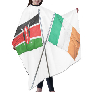 Personality  Kenya Flag With Ireland Flag, 3D Rendering Hair Cutting Cape